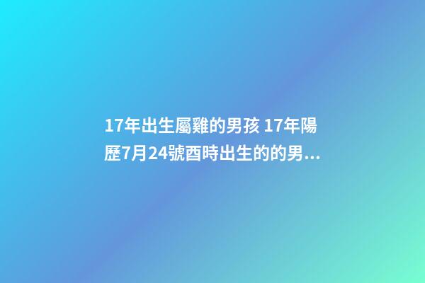 17年出生屬雞的男孩 17年陽歷7月24號酉時出生的的男孩一生才運命運如何？-第1張-觀點-玄機派